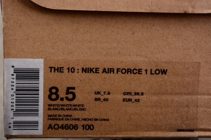 NIKE AIR FORCE 1 LOW OW All White AO4606-100