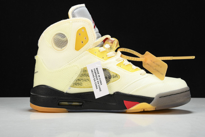 OW x Air Jordan 5 Sail Red DH8565-100