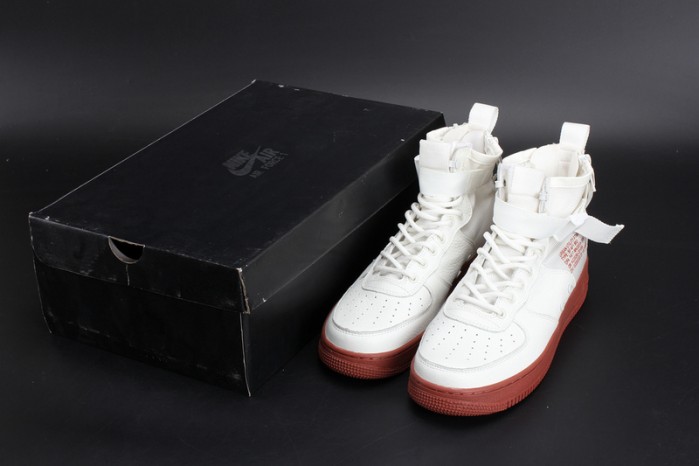 NIKE SF AIR FORCE 1 MID "RED IVORY" WHITE MENS 917753-100